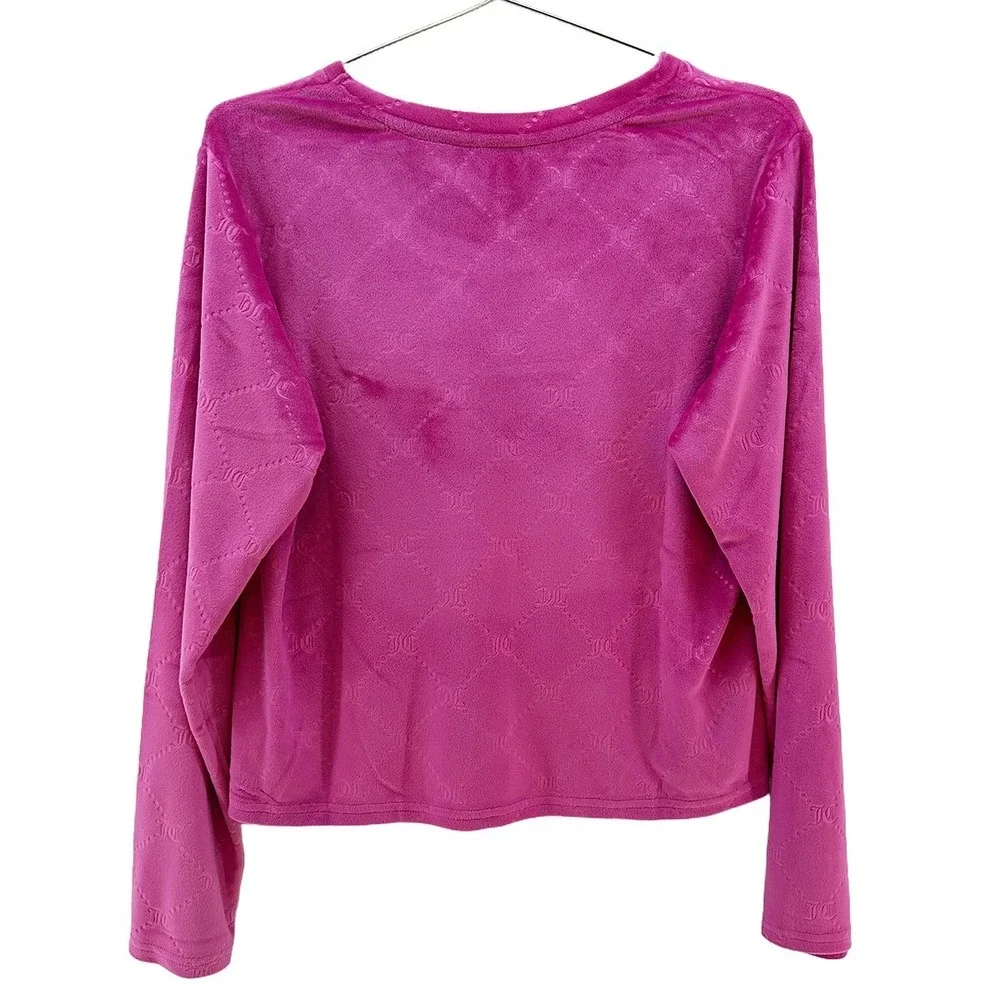 NWOT • JUICY COUTURE Velour Long Sleeve Bling Logo‎ Sleepwear Top • Large • pink